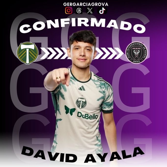 记者：迈阿密国际即将签下23岁阿根廷中场戴维·阿亚拉