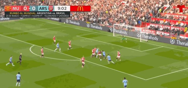 【英超】曼联1比1阿森纳，B费任意球破门，赖斯扳平